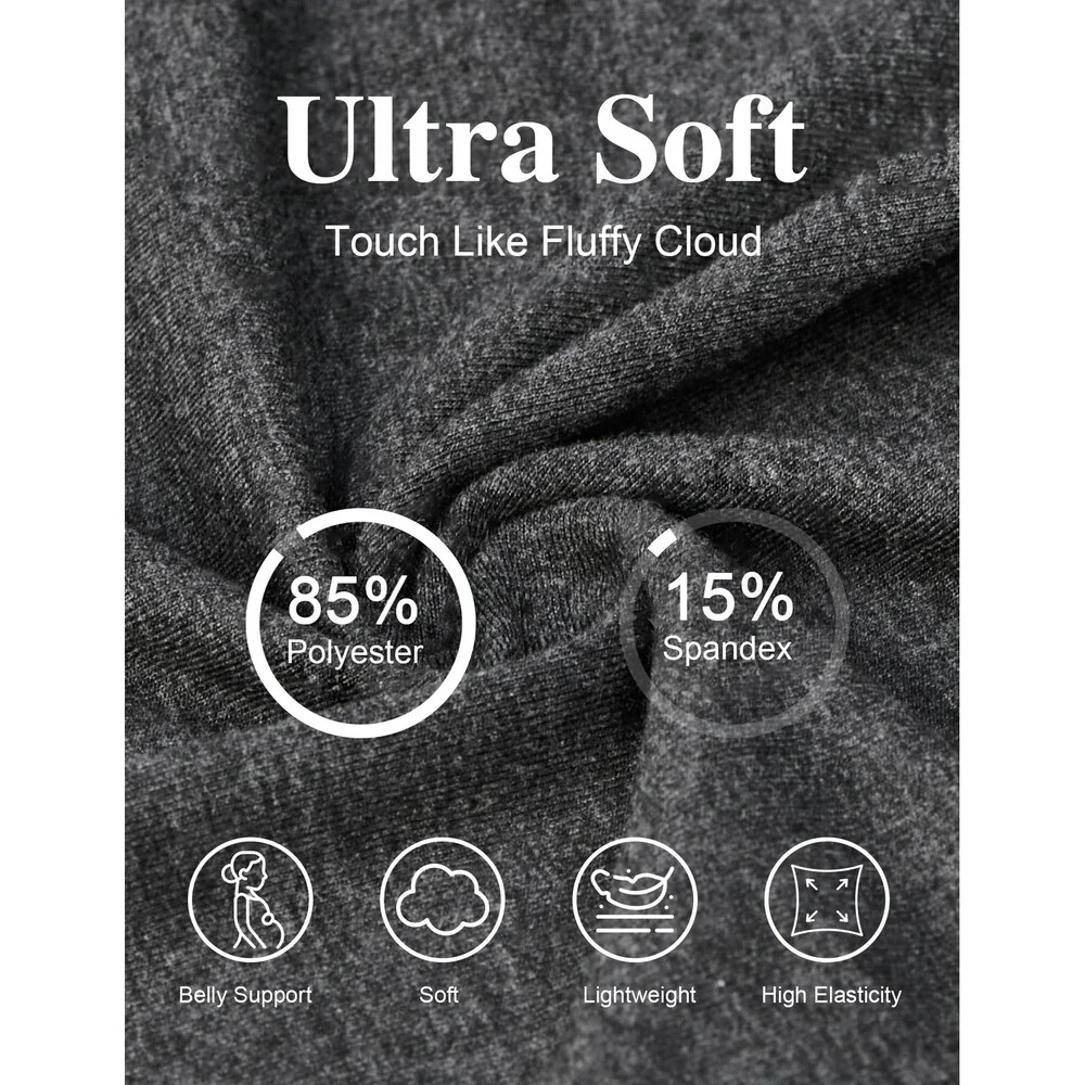 Siimcuzy Black 4 Pack Women’s Maternity Leggings Pockets Over Belly 4PK-S